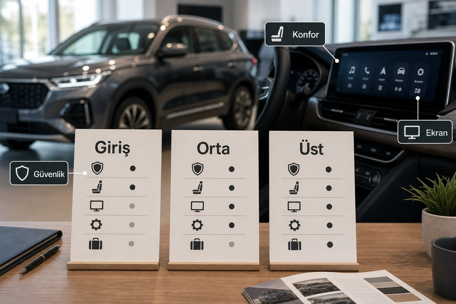 İnfografik: Chery Tiggo 8 Pro donanım paketleri sıralama tablosu - Chery Tiggo 8 Pro Paket Sıralaması: Hangi Donanım Paketi Mantıklı?