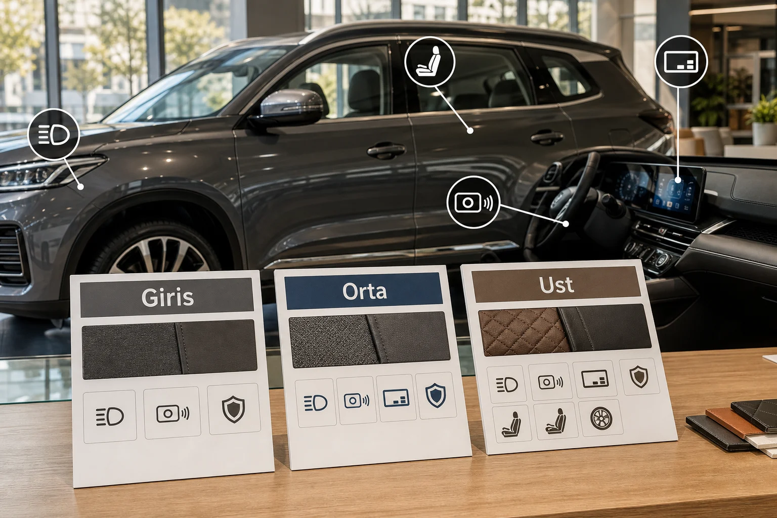 İnfografik: Chery Tiggo 8 Pro paket farkları: Giriş paket, Orta paket, Üst paket - Chery Tiggo 8 Pro Paket Sıralaması: Hangi Donanım Paketi Mantıklı?