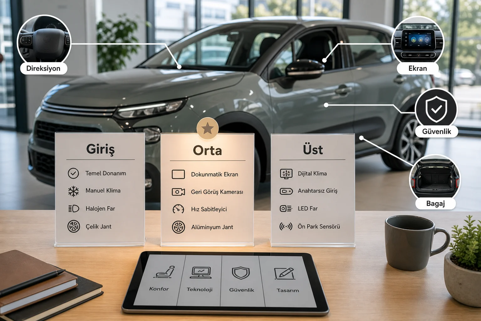 İnfografik: Citroen C3 donanım paketleri sıralama tablosu - Citroen C3 Paket Sıralaması: Hangi Donanım Paketi Mantıklı?