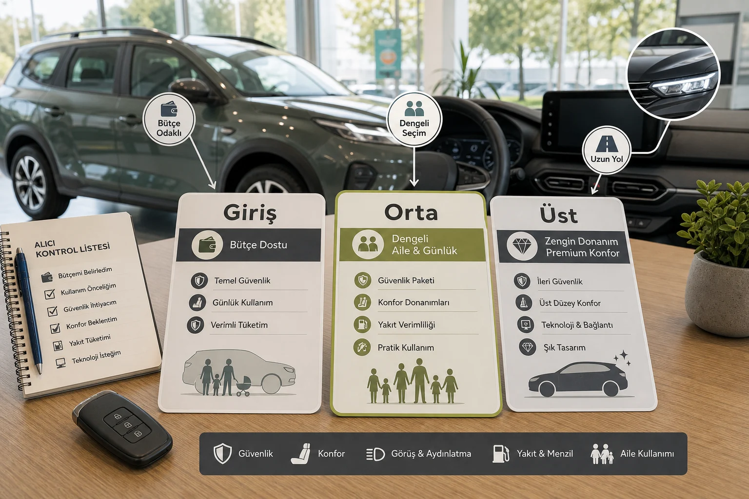 İnfografik: Dacia Jogger hangi paket kime uygun? karar matrisi - Dacia Jogger Paket Sıralaması: Hangi Donanım Paketi Mantıklı?