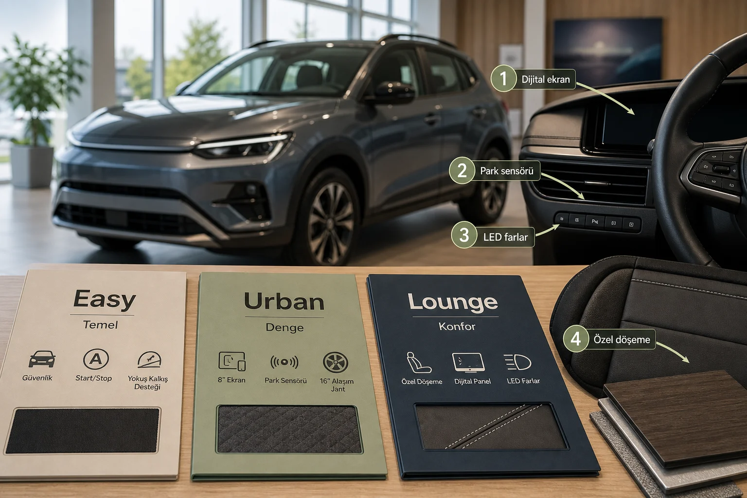 İnfografik: Fiat Egea Cross paket farkları: Easy, Urban, Lounge - Fiat Egea Cross Paket Sıralaması: Hangi Donanım Paketi Mantıklı?