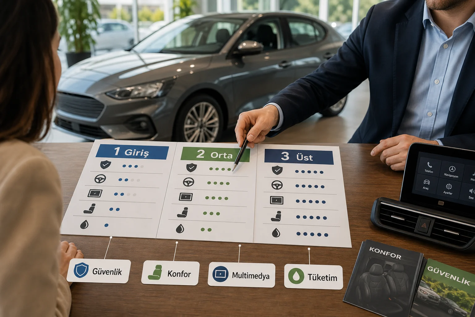 İnfografik: Ford Focus donanım paketleri sıralama tablosu - Ford Focus Paket Sıralaması: Hangi Donanım Paketi Mantıklı?