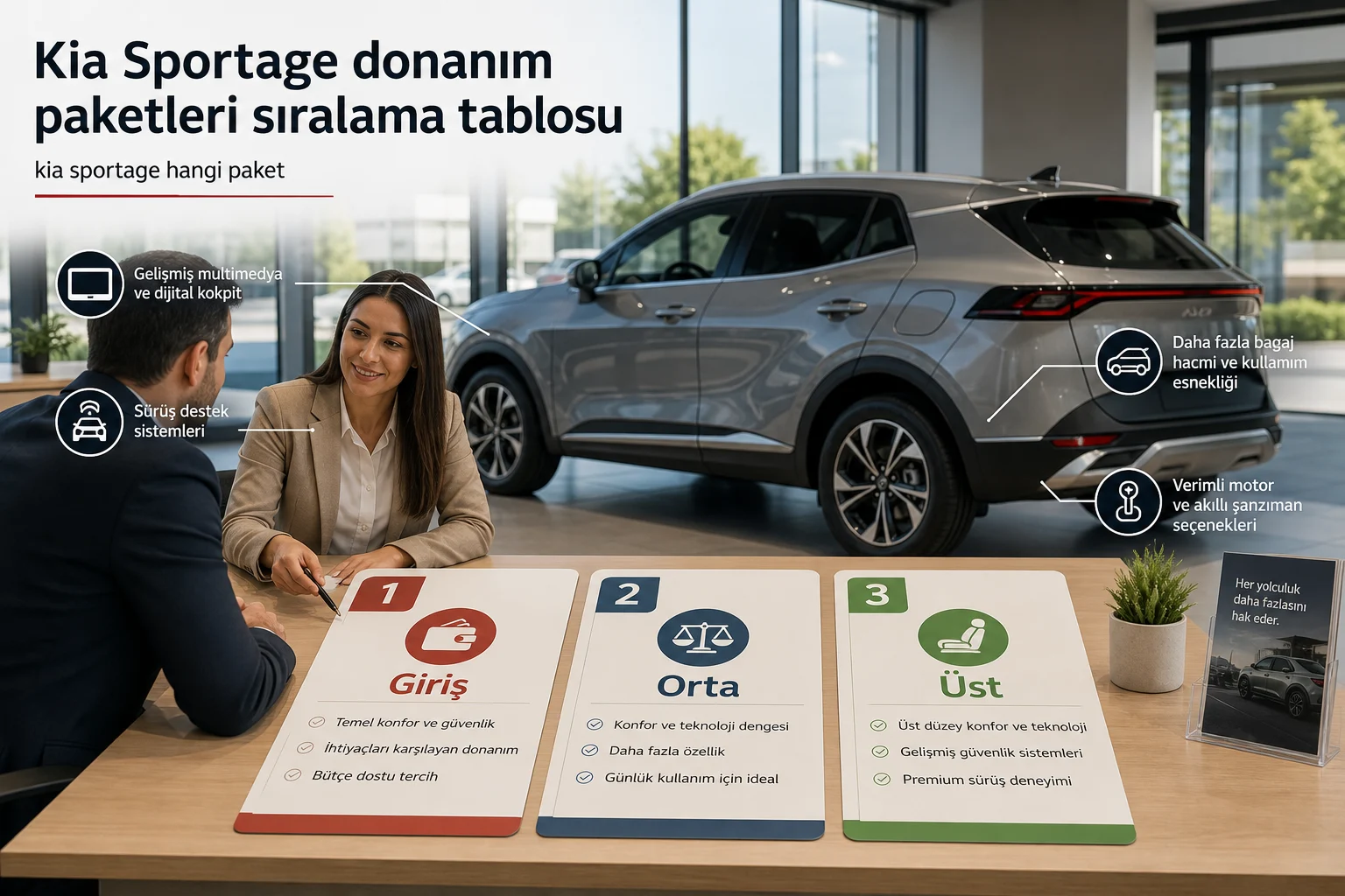 İnfografik: Kia Sportage donanım paketleri sıralama tablosu - Kia Sportage Paket Sıralaması: Hangi Paket Alınmalı?