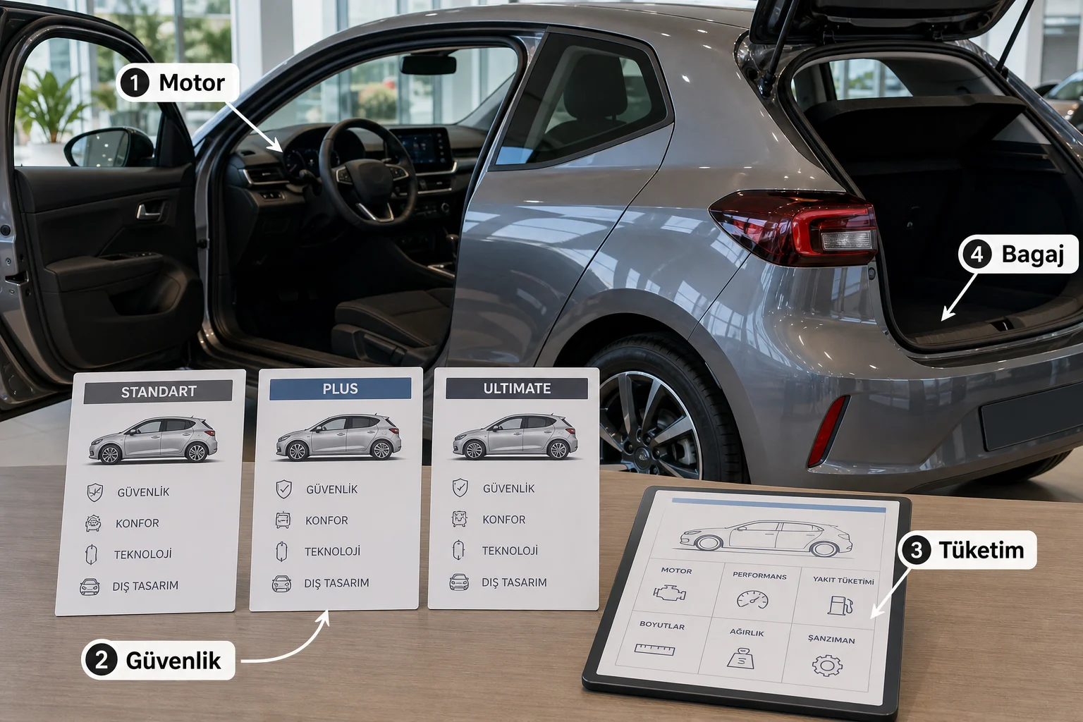 İnfografik: Opel Corsa teknik özellikler ve güvenlik donanımları - Opel Corsa Paket Sıralaması: Hangi Paket Alınmalı?