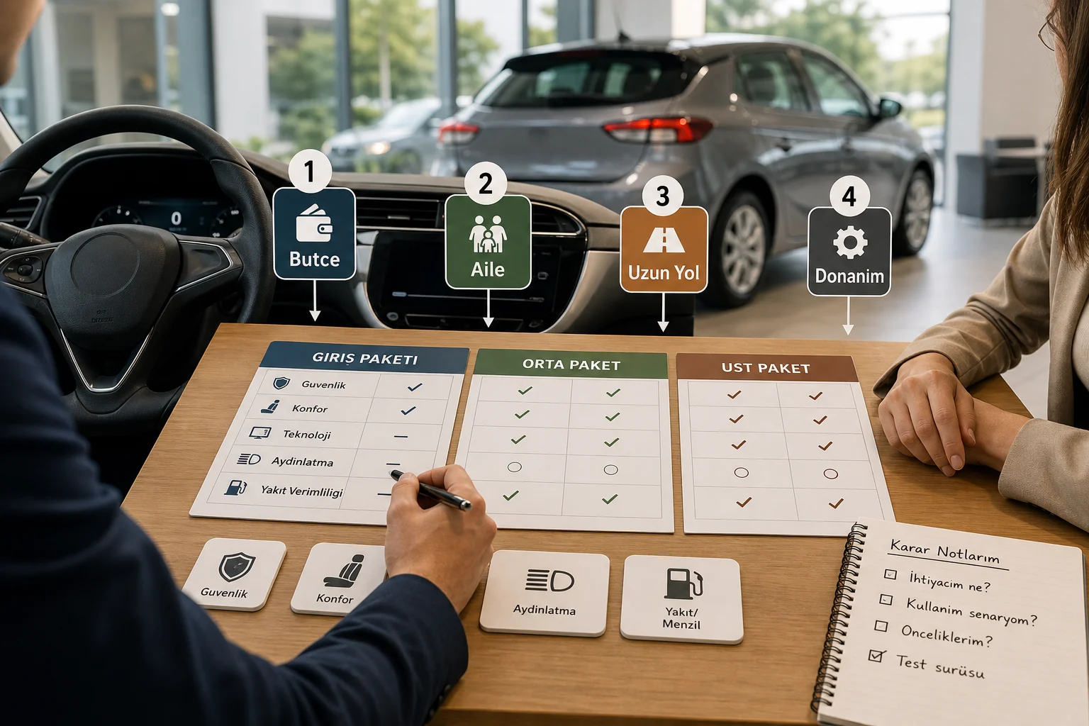 İnfografik: Opel Corsa hangi paket kime uygun? karar matrisi - Opel Corsa Paket Sıralaması: Hangi Paket Alınmalı?