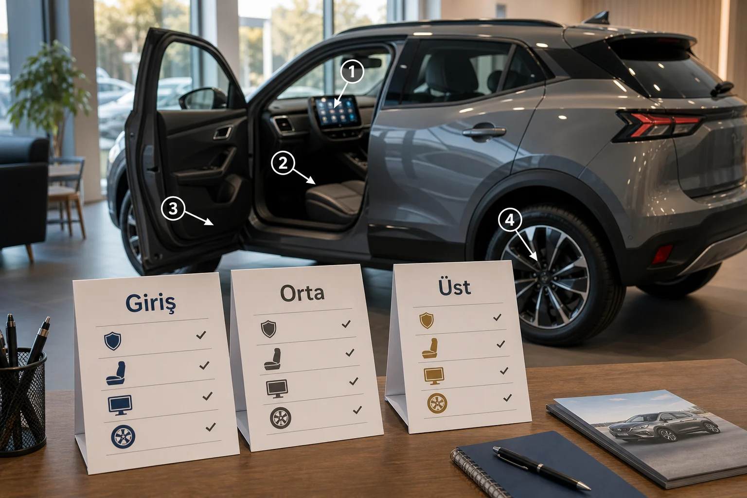 İnfografik: Peugeot 2008 donanım paketleri sıralama tablosu - Peugeot 2008 Paket Sıralaması: Hangi Paket Alınmalı?