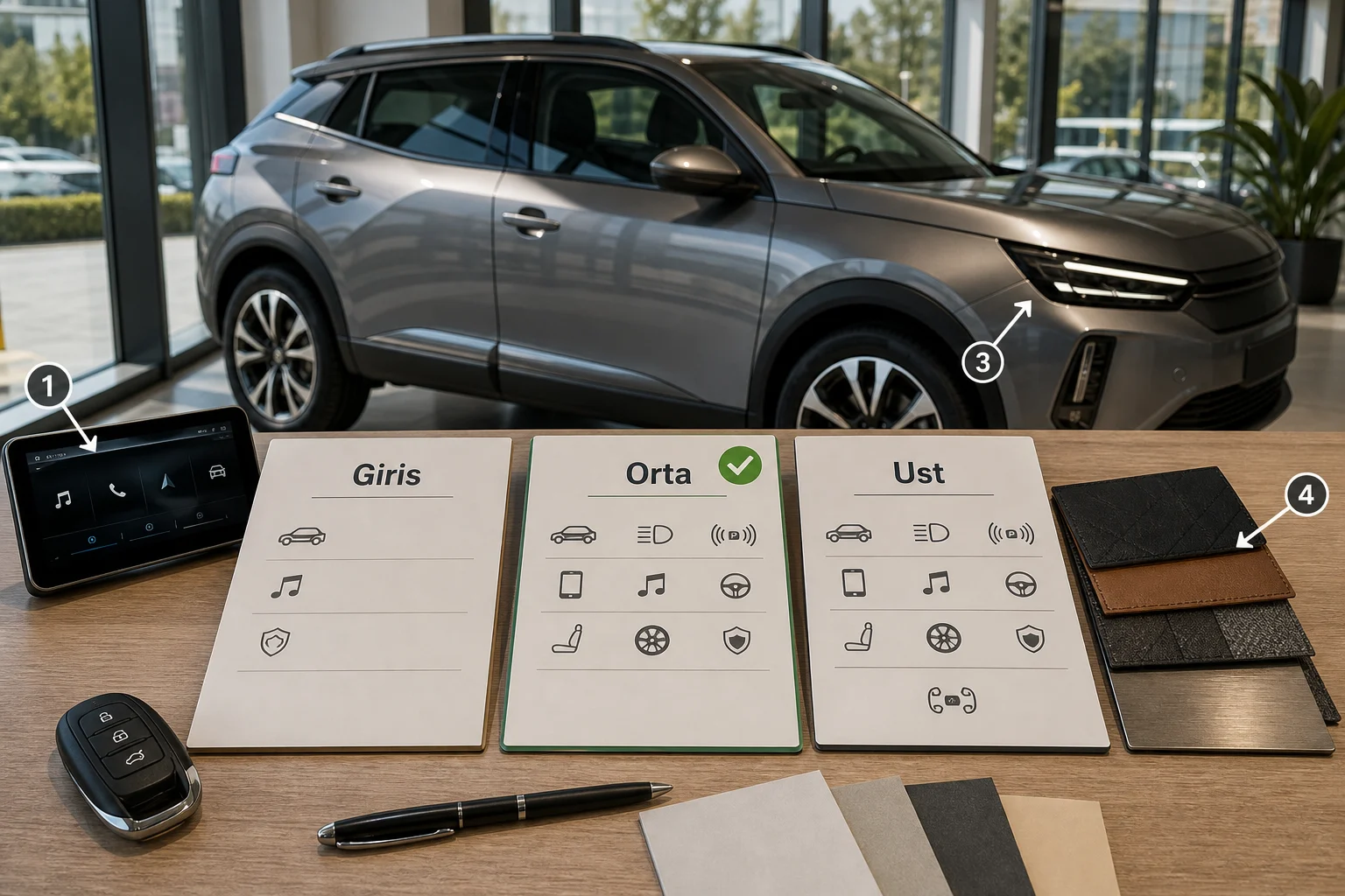 İnfografik: Peugeot 2008 paket farkları: Giriş paket, Orta paket, Üst paket - Peugeot 2008 Paket Sıralaması: Hangi Paket Alınmalı?