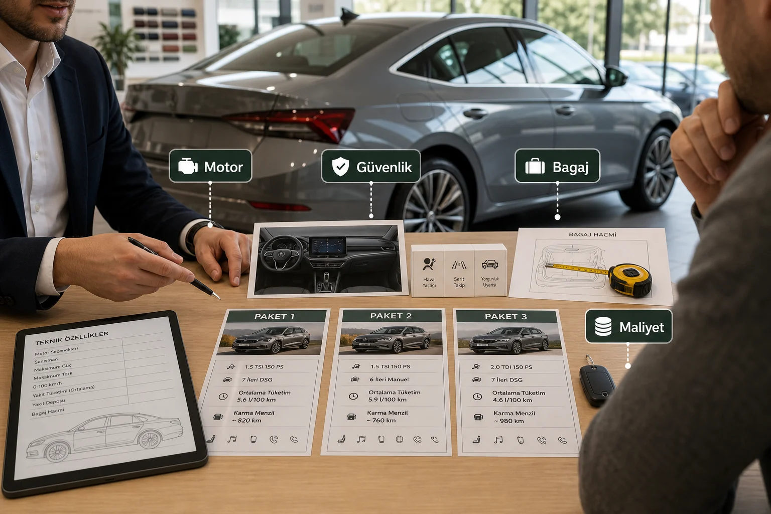 İnfografik: Skoda Octavia teknik özellikler ve güvenlik donanımları - Skoda Octavia Paket Sıralaması: Hangi Paket Alınmalı?