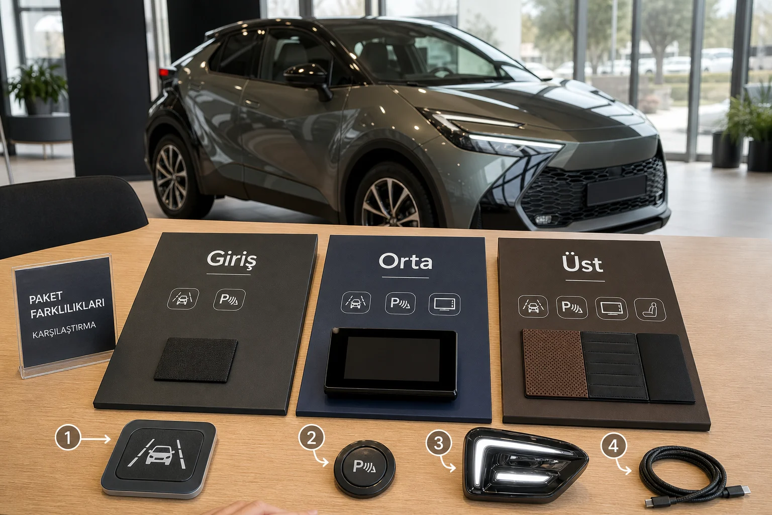 İnfografik: Toyota C-HR paket farkları: Giriş paket, Orta paket, Üst paket - Toyota C-HR Paket Sıralaması: Hangi Paket Alınmalı?