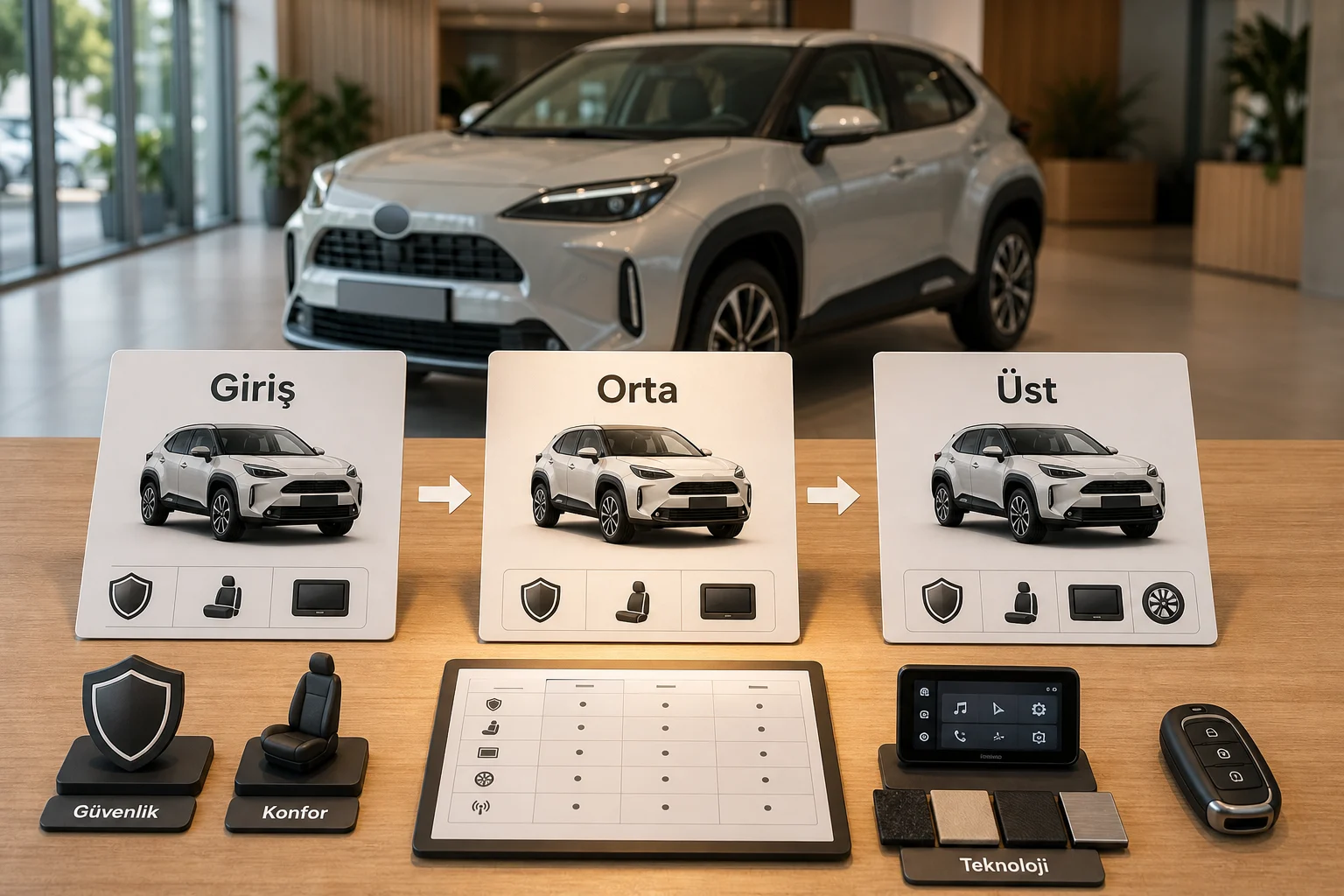 İnfografik: Toyota Yaris Cross donanım paketleri sıralama tablosu - Toyota Yaris Cross Paket Sıralaması: Hangi Paket Alınmalı?