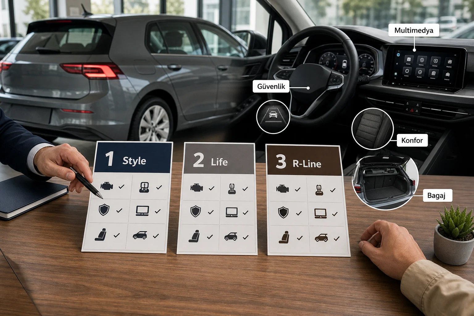 İnfografik: Volkswagen Golf donanım paketleri sıralama tablosu - Volkswagen Golf Paket Sıralaması: Hangi Paket Alınmalı?