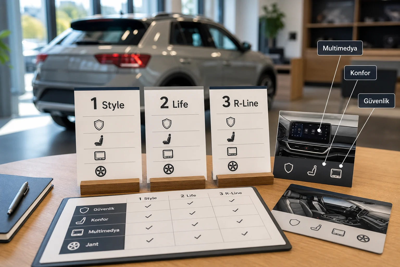 İnfografik: Volkswagen T-Roc donanım paketleri sıralama tablosu - Volkswagen T-Roc Paket Sıralaması: Hangi Paket Alınmalı?