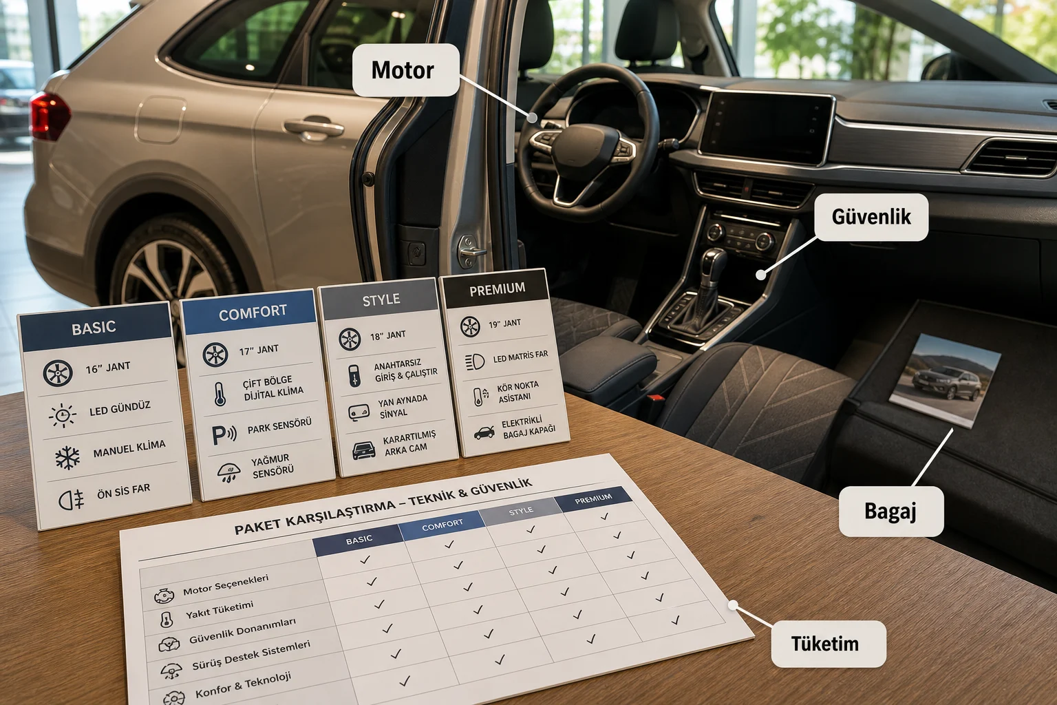 İnfografik: Volkswagen T-Roc teknik özellikler ve güvenlik donanımları - Volkswagen T-Roc Paket Sıralaması: Hangi Paket Alınmalı?