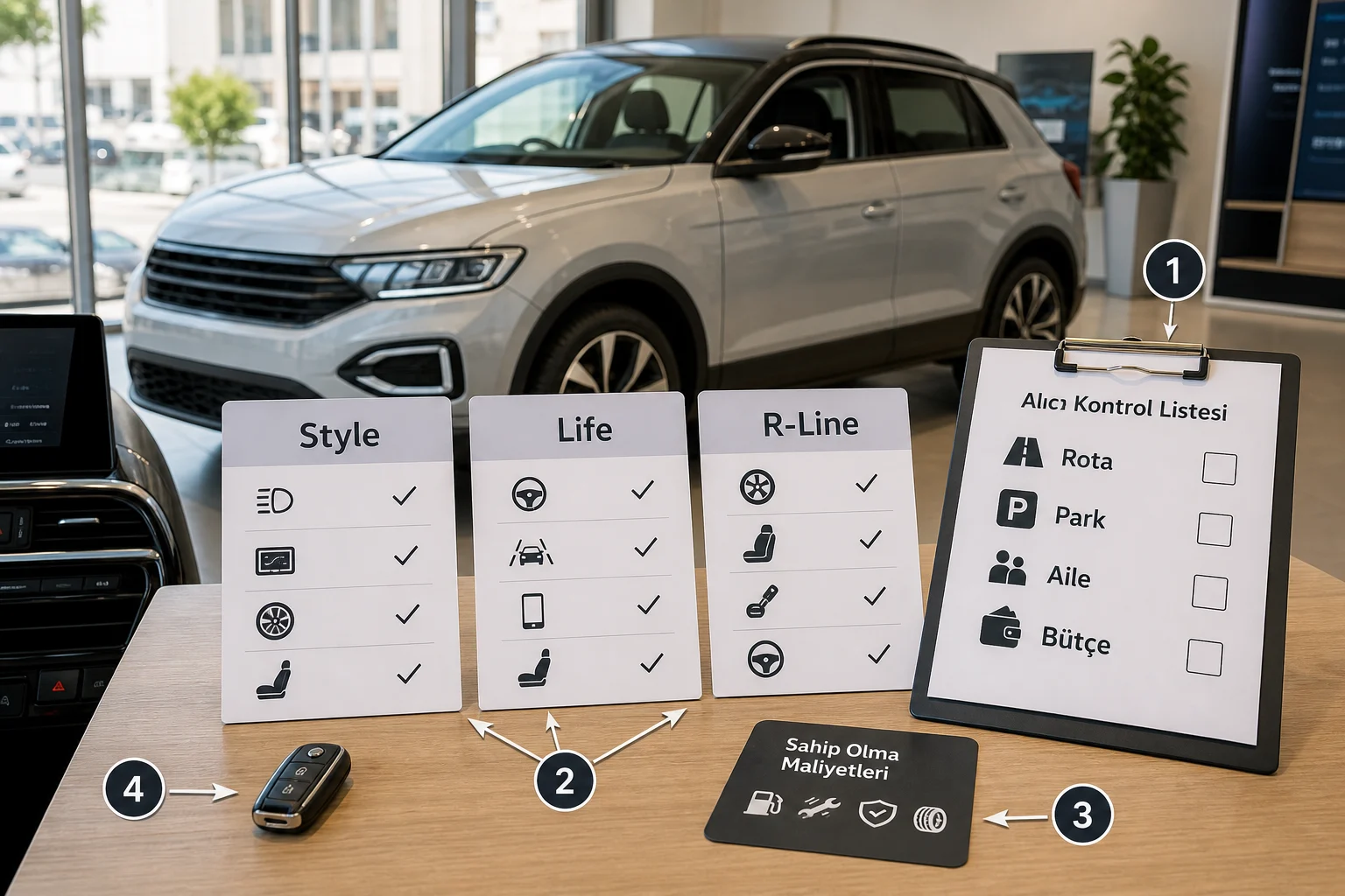 İnfografik: T-Roc paket sıralaması için ek kontrol listesi - Volkswagen T-Roc Paket Sıralaması: Hangi Paket Alınmalı?